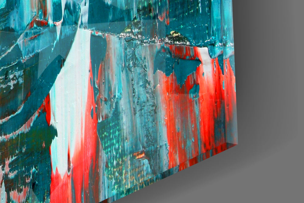 Abstract Reflection artwork anchoring a wall with bold gestural palette