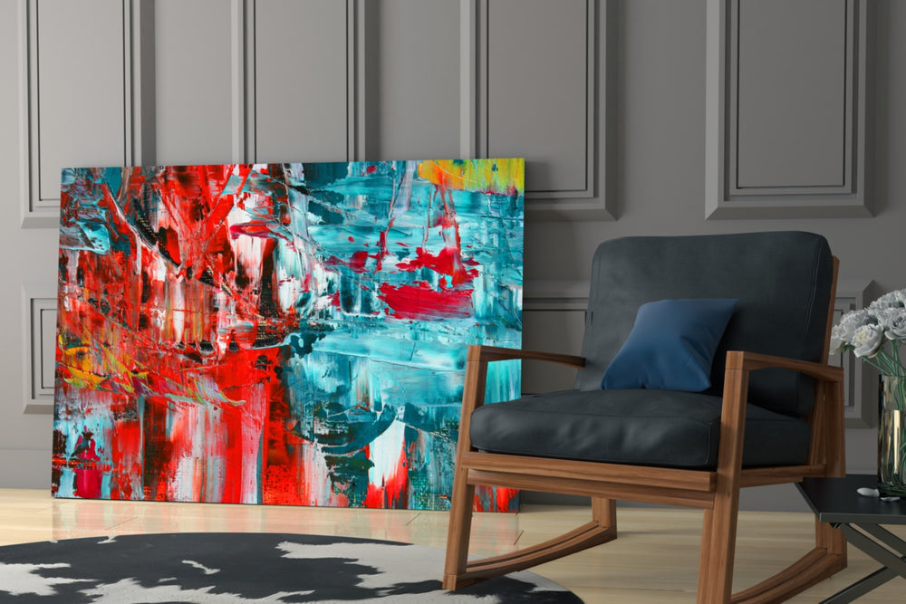 Abstract Reflection glass print enhancing a foyer with statement focal point