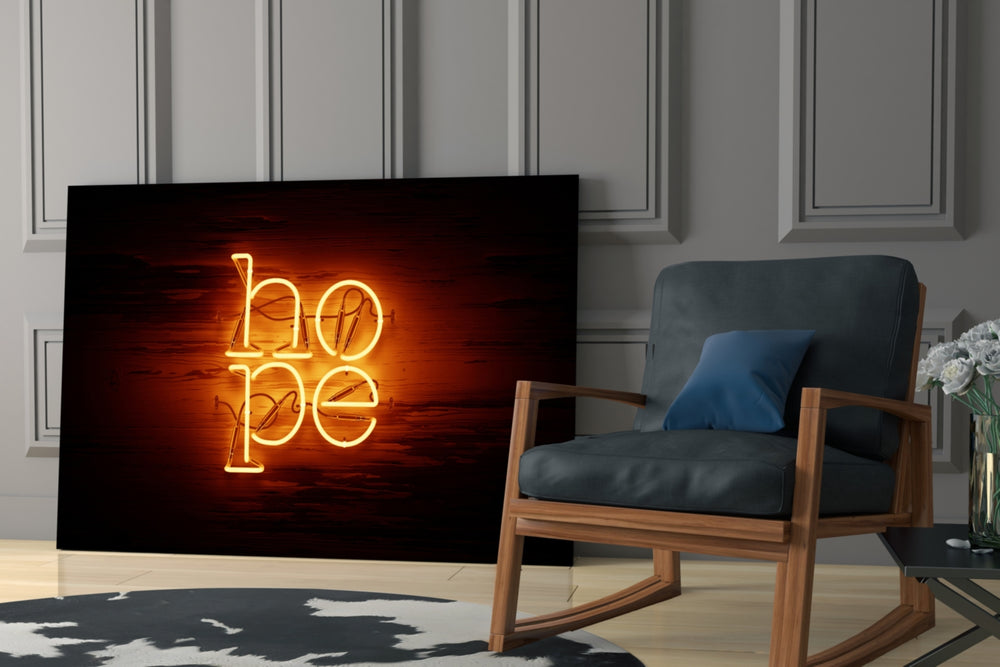 Hope glass print enhancing a lounge with after-hours drama