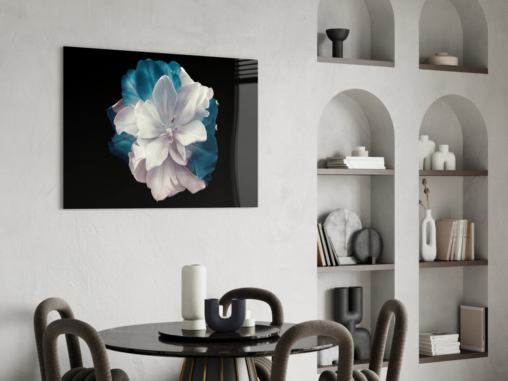 Blue Flower panel adding serene mood to a bedroom