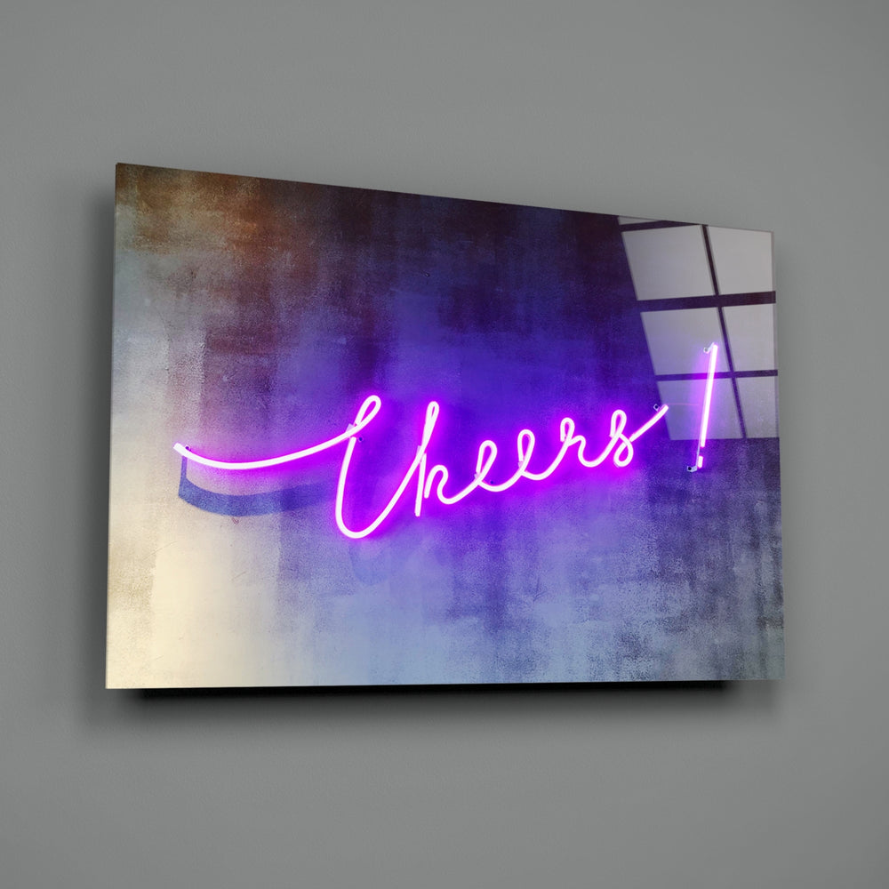 Magenta-neon panel bringing festive energy to a contemporary living space