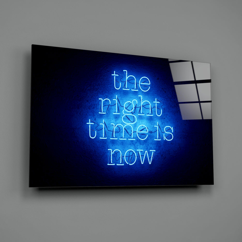 Cyan-neon panel bringing motivational drama to a contemporary living space