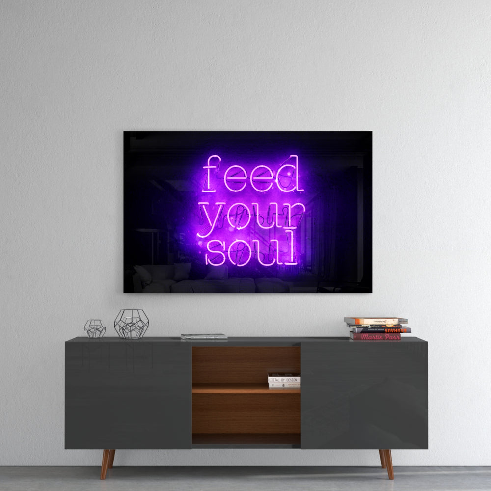 Feed Your Soul panel catching low light to reveal its electric saturation
