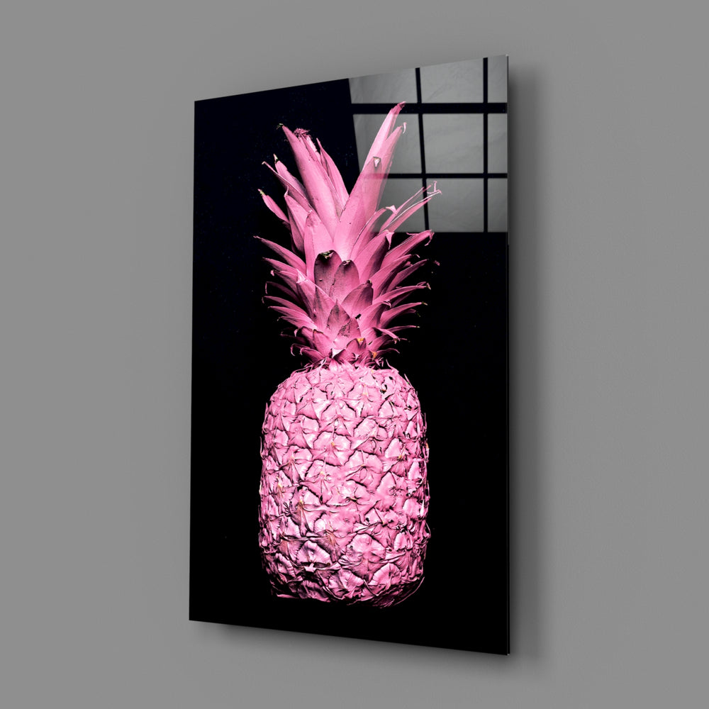 Rose-pineapple panel bringing playful drama to a contemporary living space