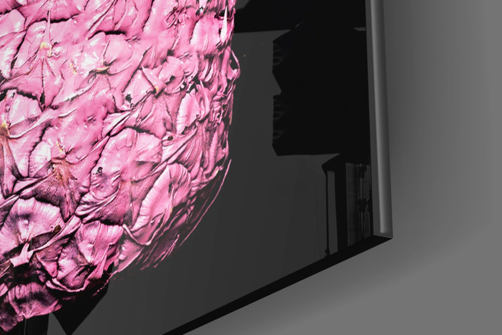 Pink Pineapple artwork anchoring a wall with bold playful palette