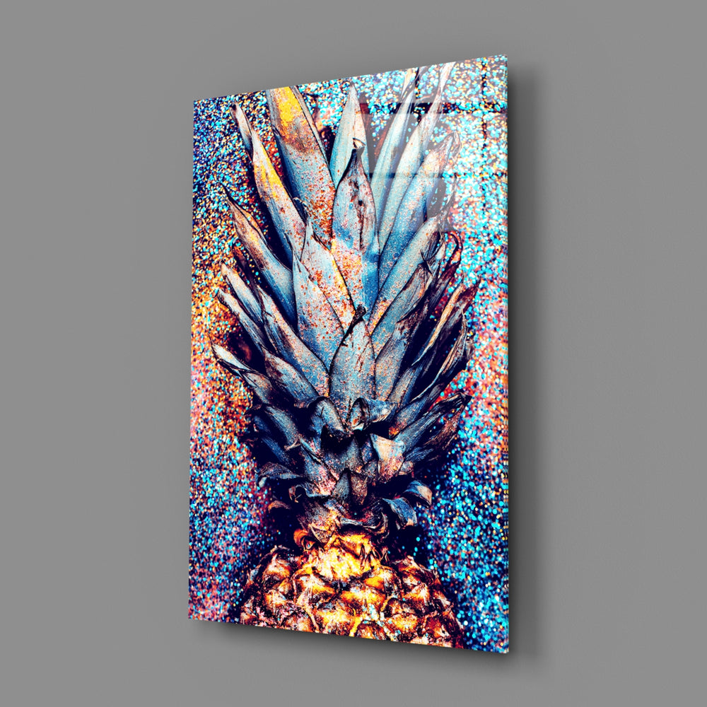 Glitter-pineapple panel bringing festive shimmer to a contemporary living space