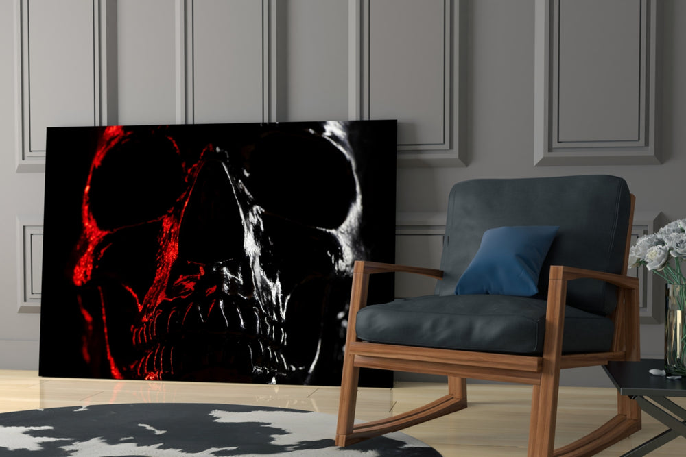 Skull glass print enhancing a teen room with edgy drama