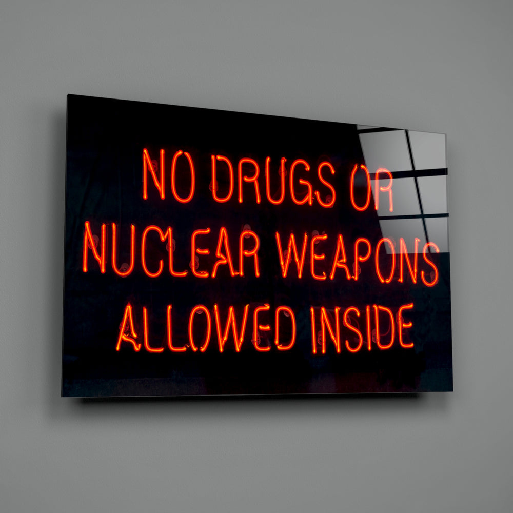 Scarlet-neon panel bringing dive-bar humor to a contemporary living space