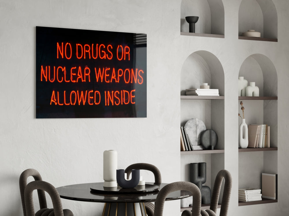 No Drugs panel adding humor mood to a game room
