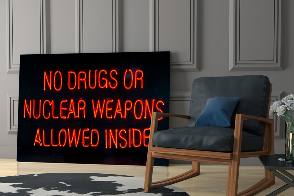 No Drugs glass print enhancing a teen room with statement spirit