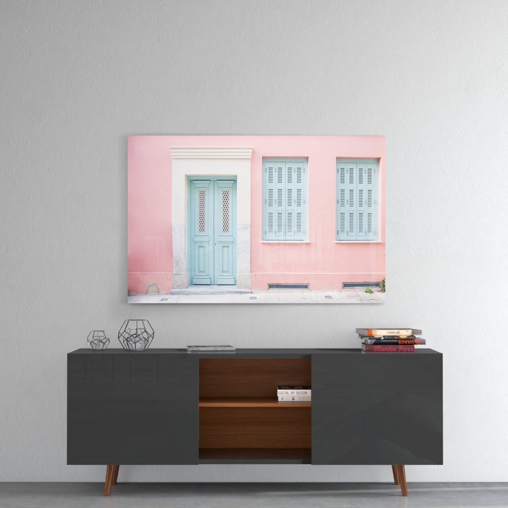 Pink House panel catching morning light to reveal its tactile patina