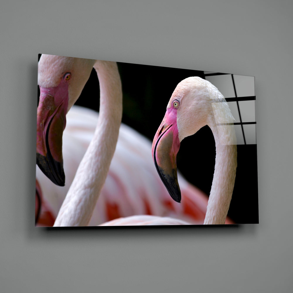 Flamingo-pair panel bringing tropical drama to a contemporary living space