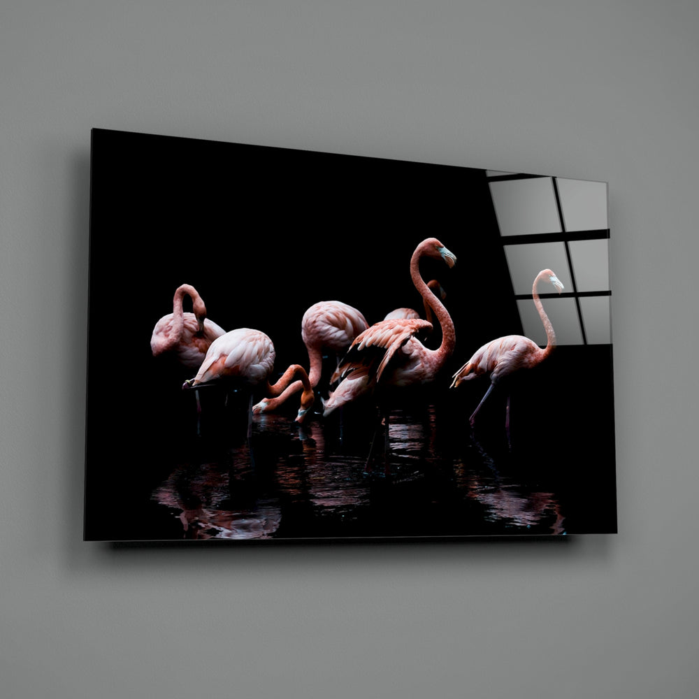 Flock-flamingo panel bringing tropical drama to a contemporary living space