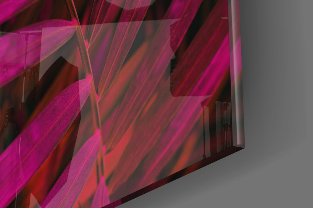 Purple Leaf artwork anchoring a wall with bold jungle palette
