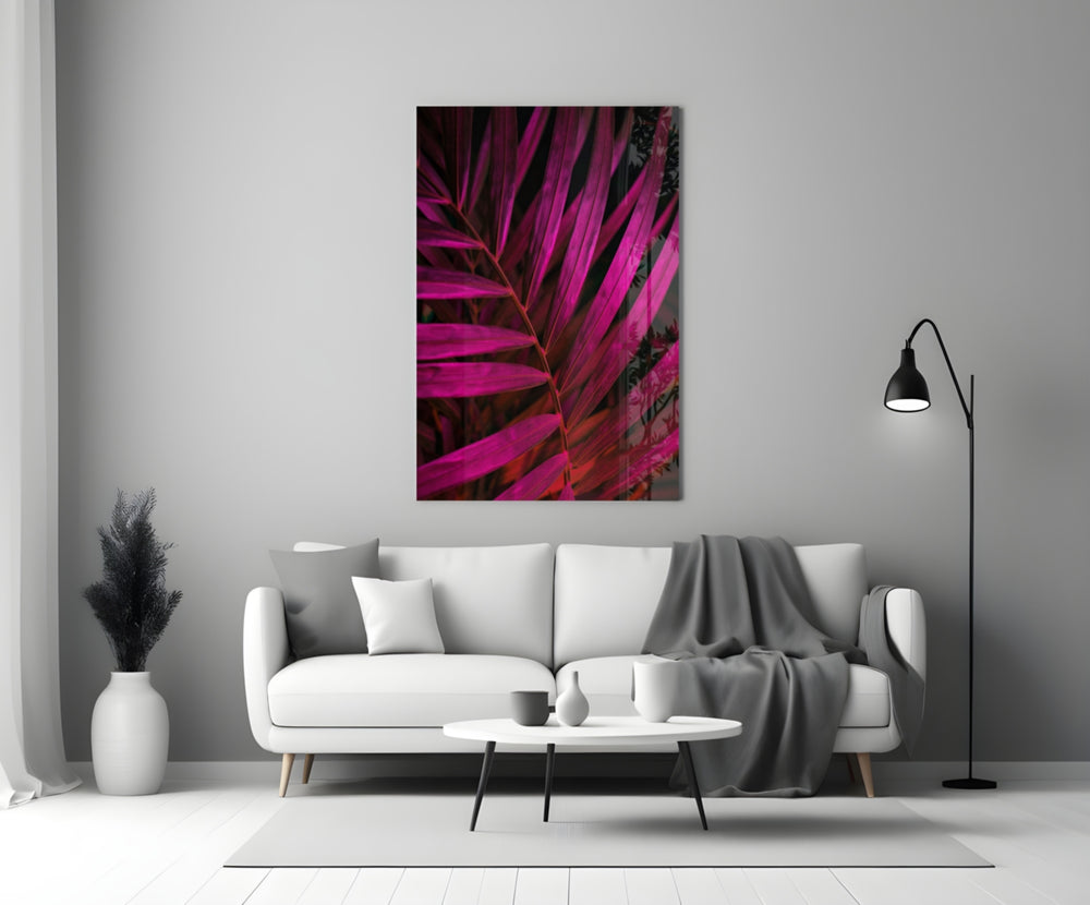Close-up detail of magenta fronds and shadow void
