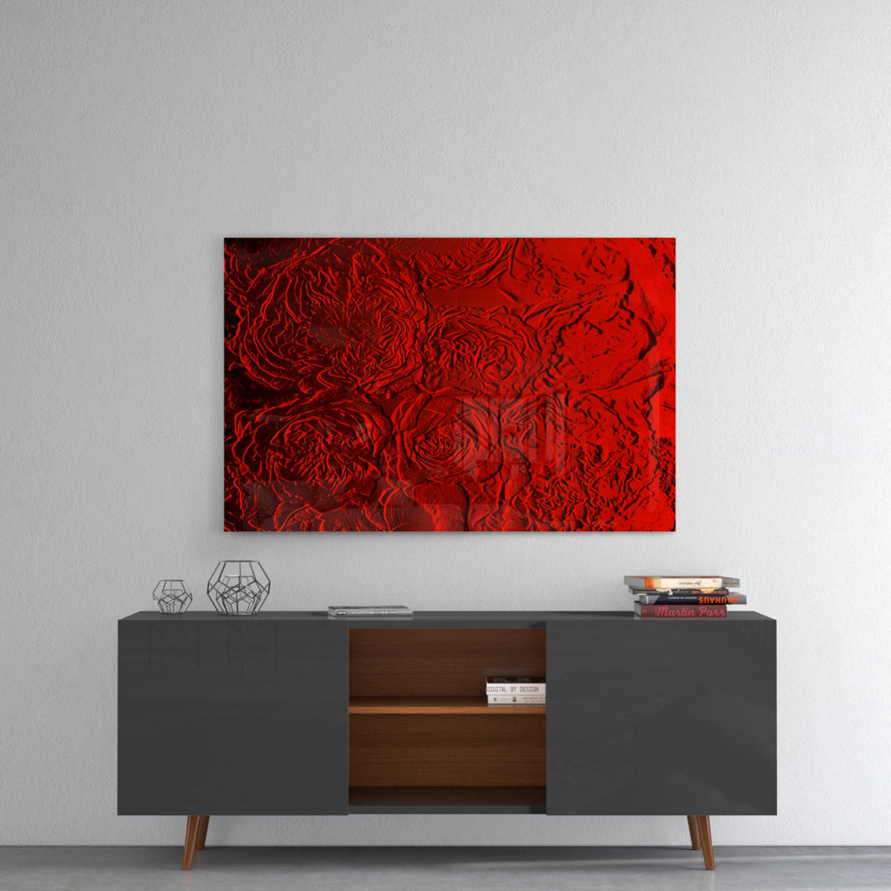 Rose Patterned panel catching gallery light to reveal its tactile ridge