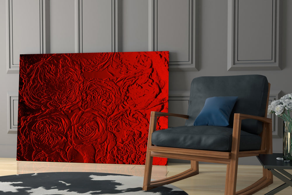 Rose Patterned glass print enhancing a foyer with editorial drama