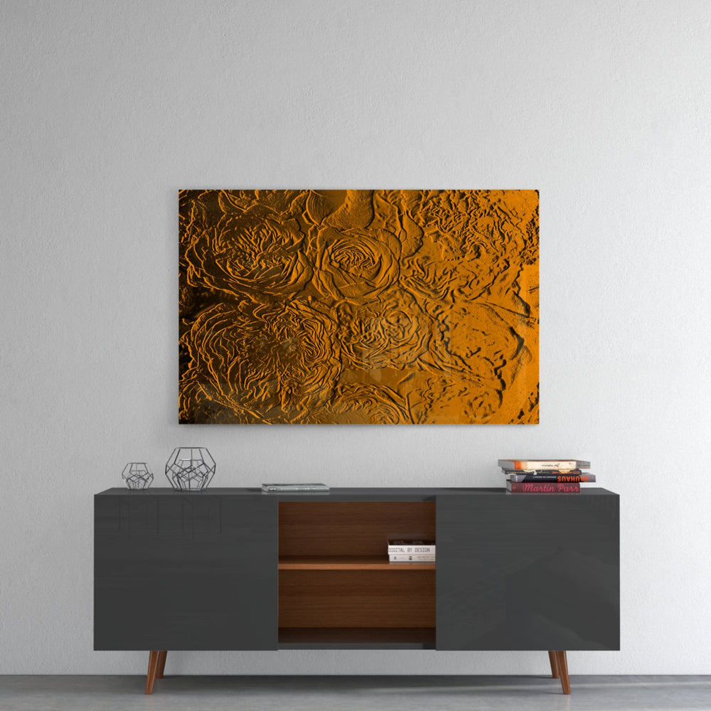 Rose Patterned panel catching gallery light to reveal its tactile ridge