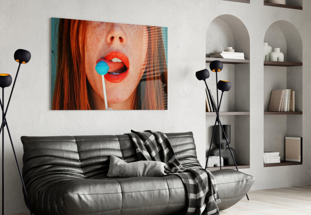 Lollipop glass wall art styled above a desk in a teen room