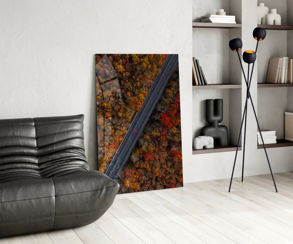 Autumn panel adding seasonal mood to a hallway