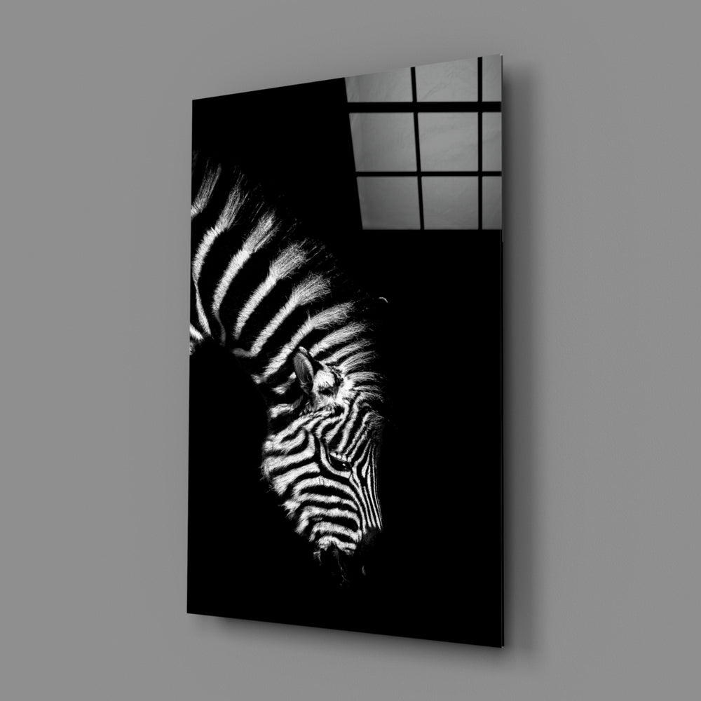 Zebra-portrait panel bringing safari drama to a contemporary living space