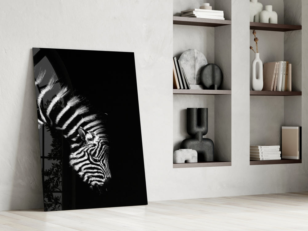 Zebra glass print enhancing a hallway with statement drama