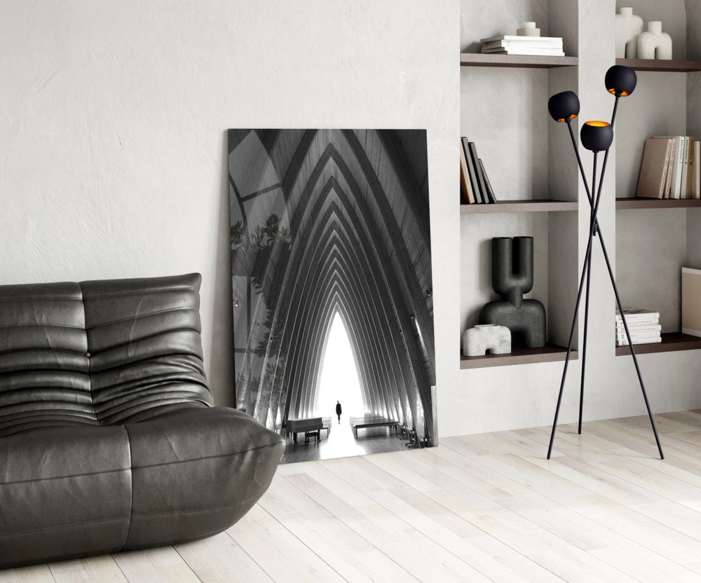 Gray City Landscape panel adding grand mood to a foyer