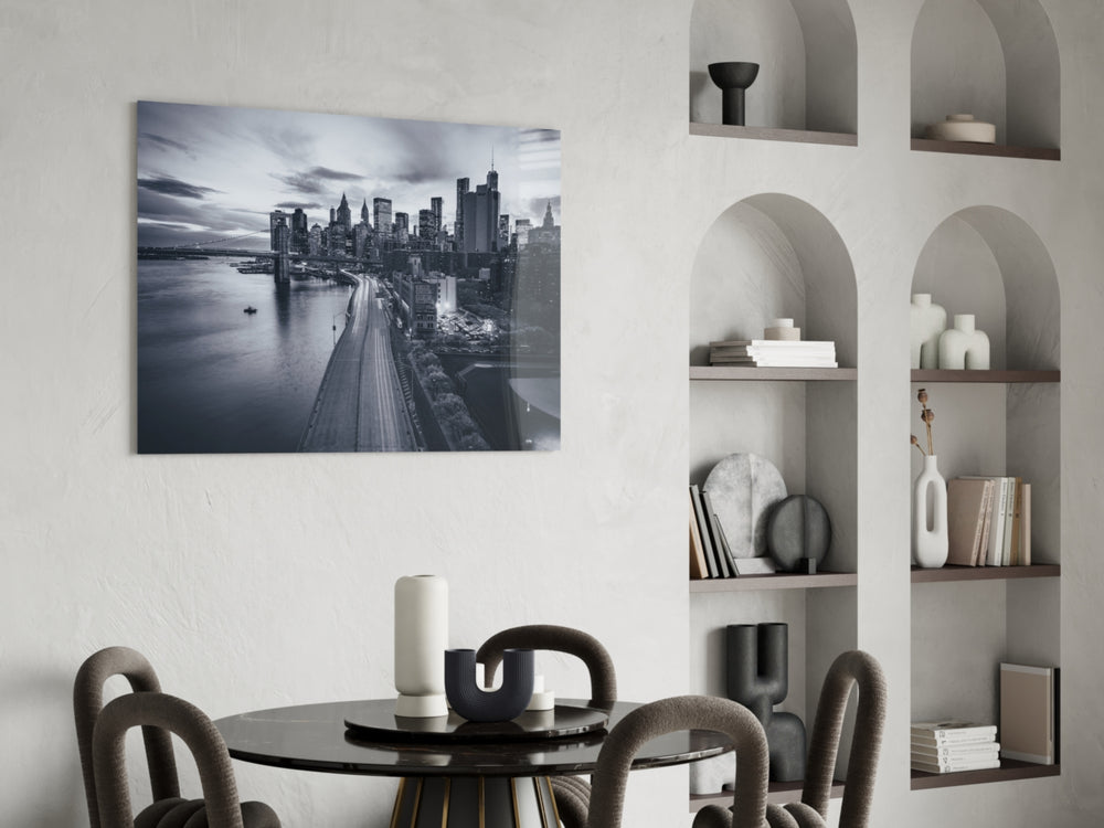 Gray City Landscape panel adding skyline mood to a man-cave