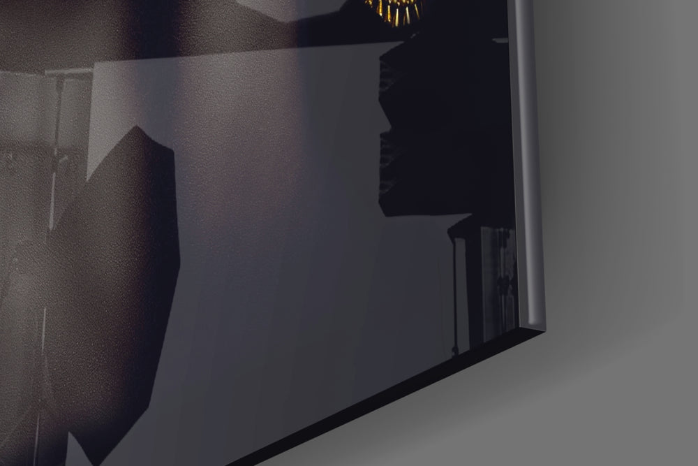 Gold Woman artwork anchoring a wall with bold luxe palette