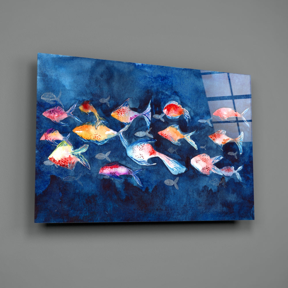 Watercolor-school panel bringing whimsical calm to a contemporary living space