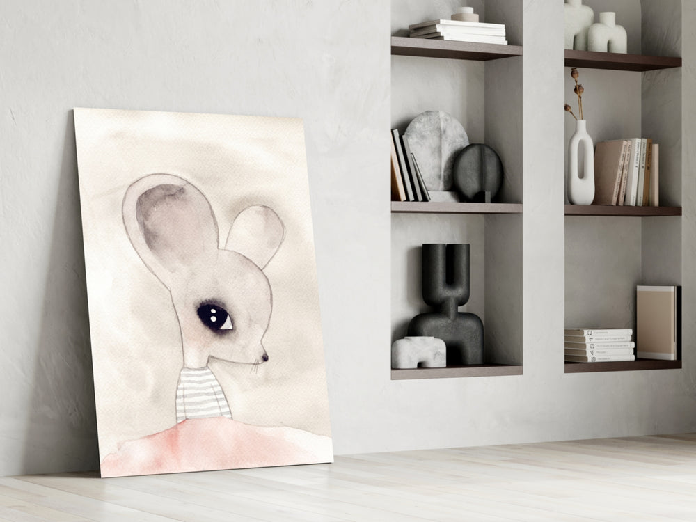 Cute Mouse glass print enhancing a girl's room with cottage spirit