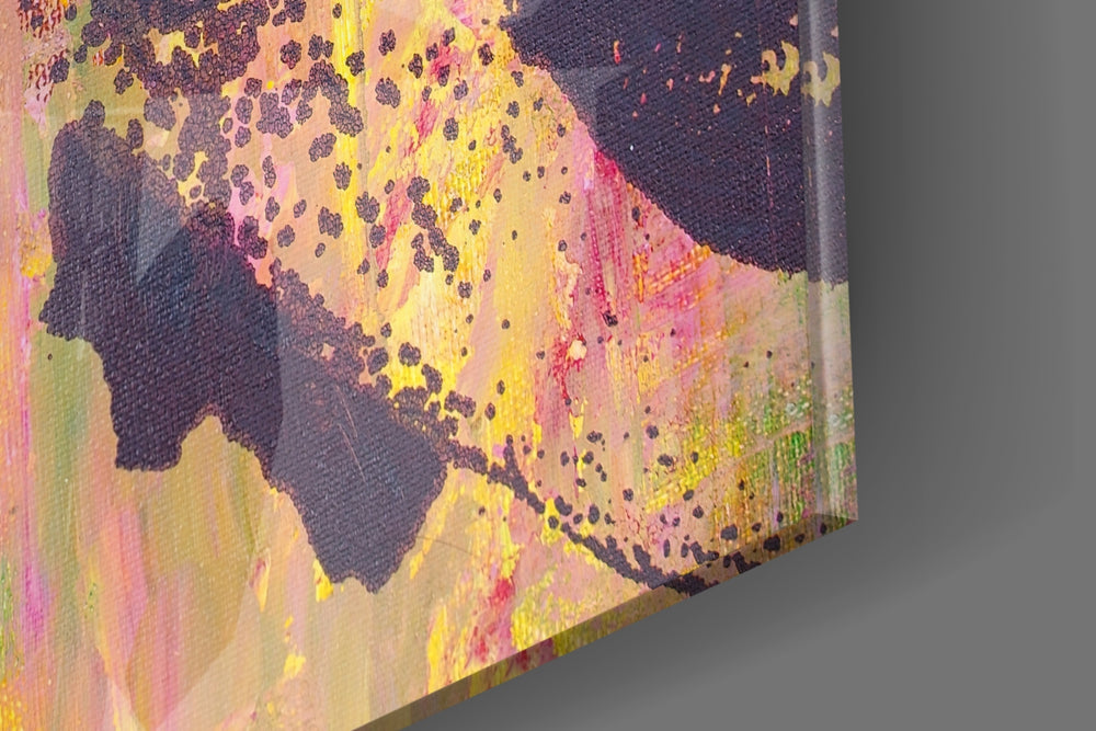 Women's artwork anchoring a wall with bold art-room palette
