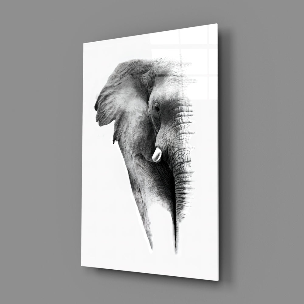 Elephant-portrait panel bringing safari calm to a contemporary living space
