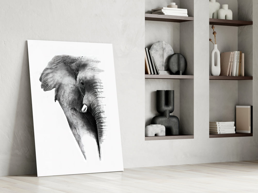 Elephant glass print enhancing a foyer with statement focal point