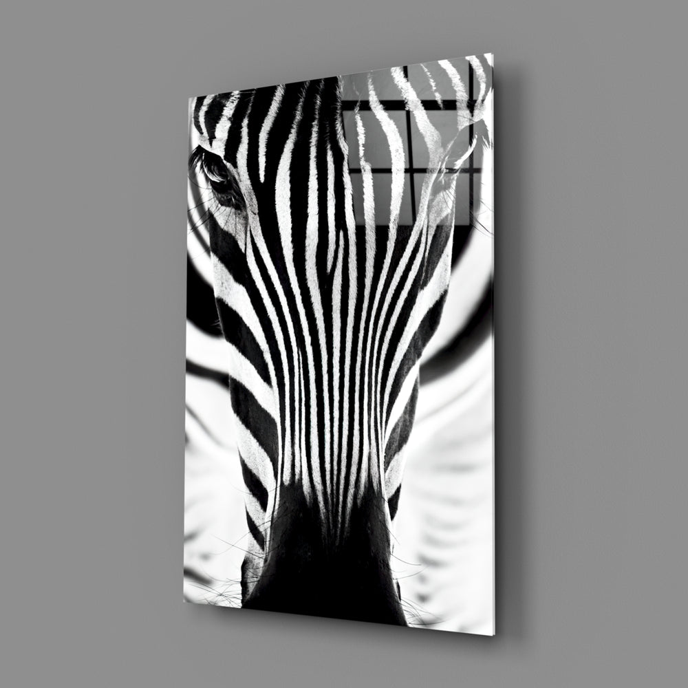 Zebra-portrait panel bringing safari drama to a contemporary living space