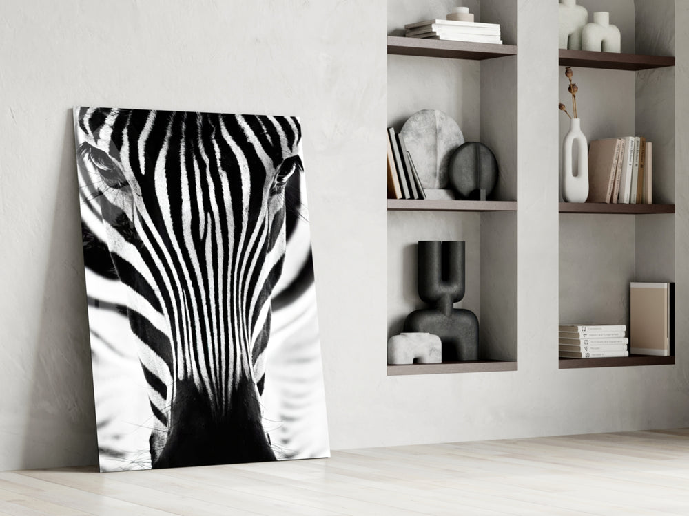 Zebra glass print enhancing a hallway with statement drama