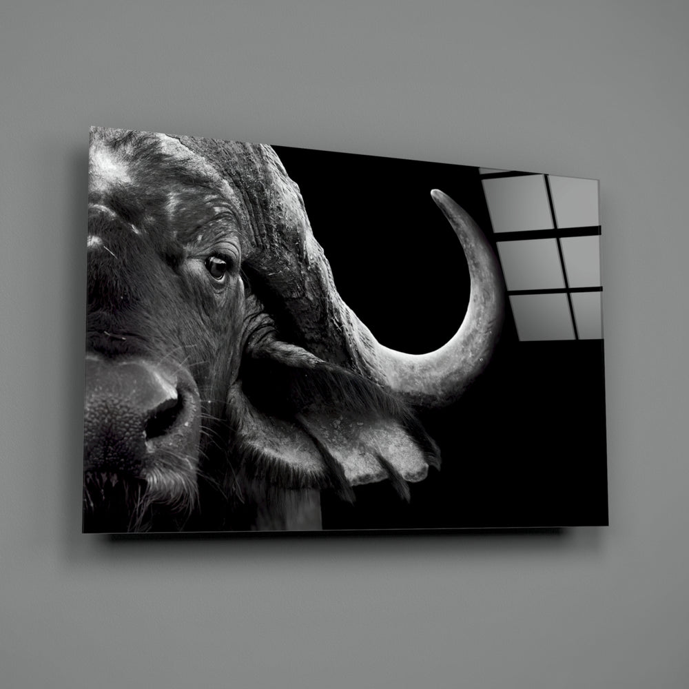 Bison-portrait panel bringing safari drama to a contemporary living space