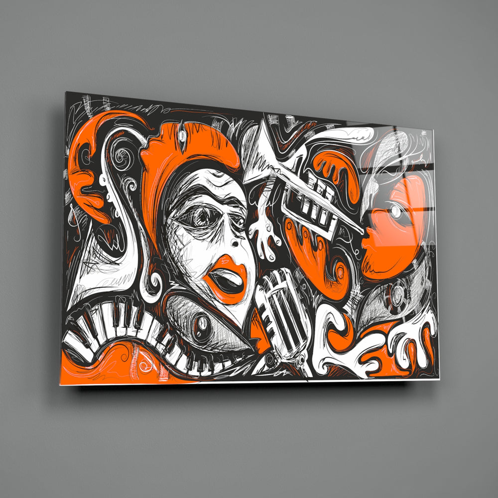 Cubist-music panel bringing artistic drama to a contemporary living space