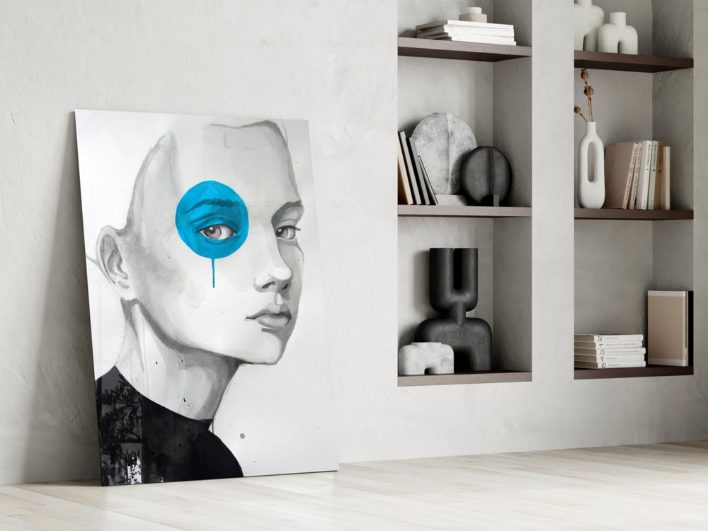 Little Child glass print enhancing a foyer with editorial drama