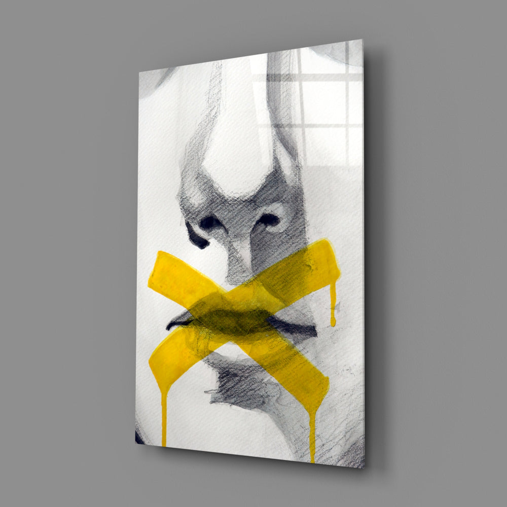 Silenced-portrait panel bringing introspective drama to a contemporary living space