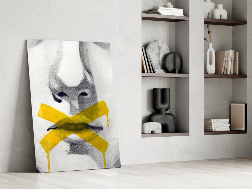 Silence glass print enhancing a foyer with statement focal point