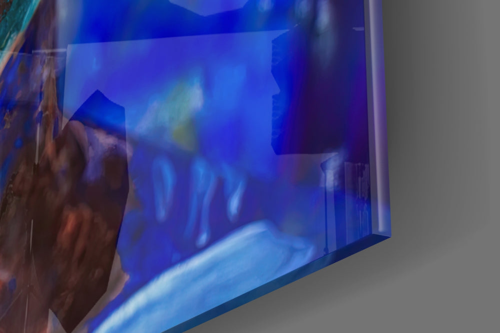 Women's artwork anchoring a wall with bold art-room palette