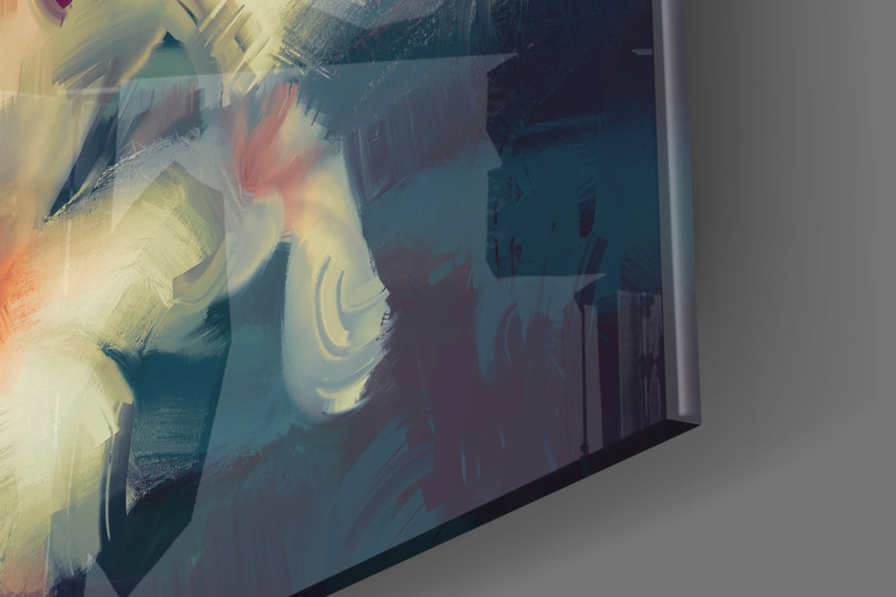Flowers artwork anchoring a wall with moody romantic palette