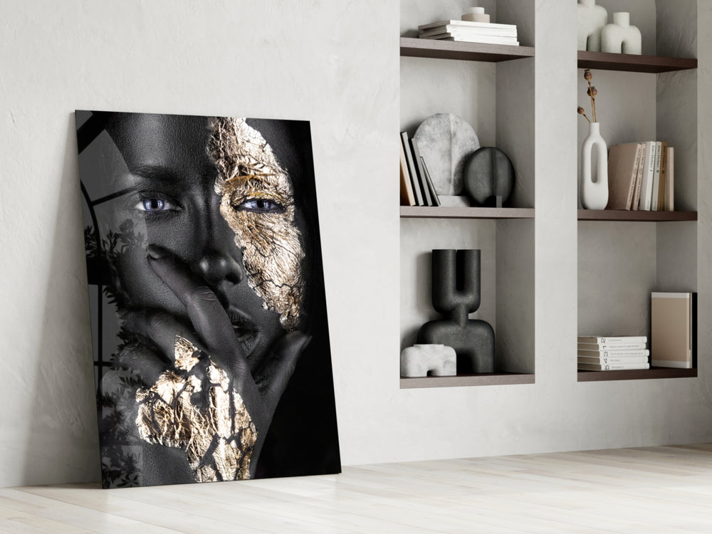 Women's glass print enhancing a foyer with statement focal point