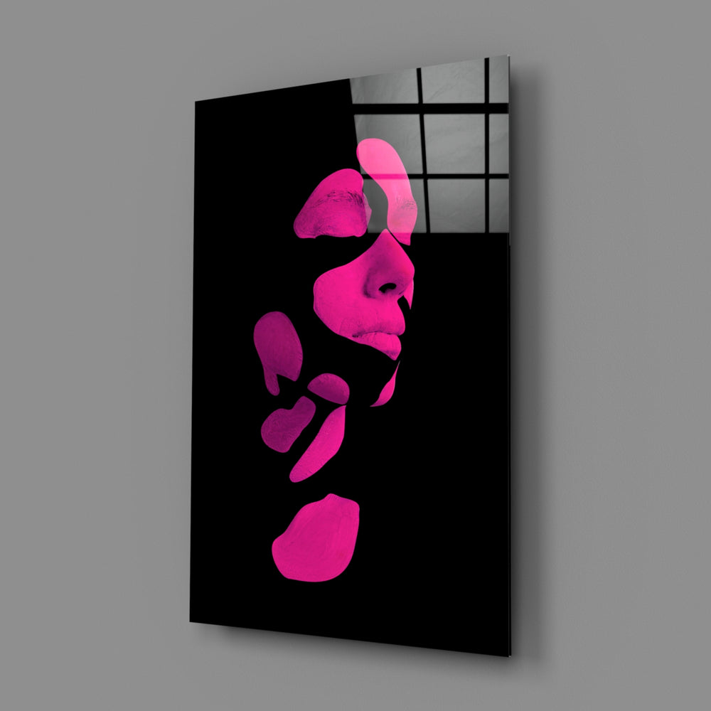 Fragmented-face panel bringing conceptual drama to a contemporary living space