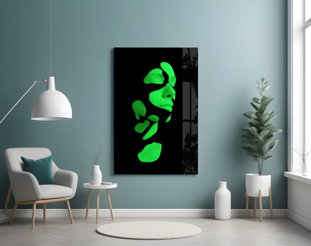 Existing glass wall art styled above a desk in a teen room