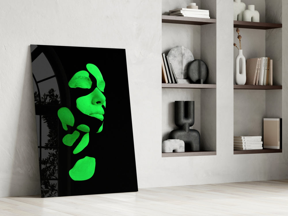 Existing glass print enhancing a man-cave with statement focal point