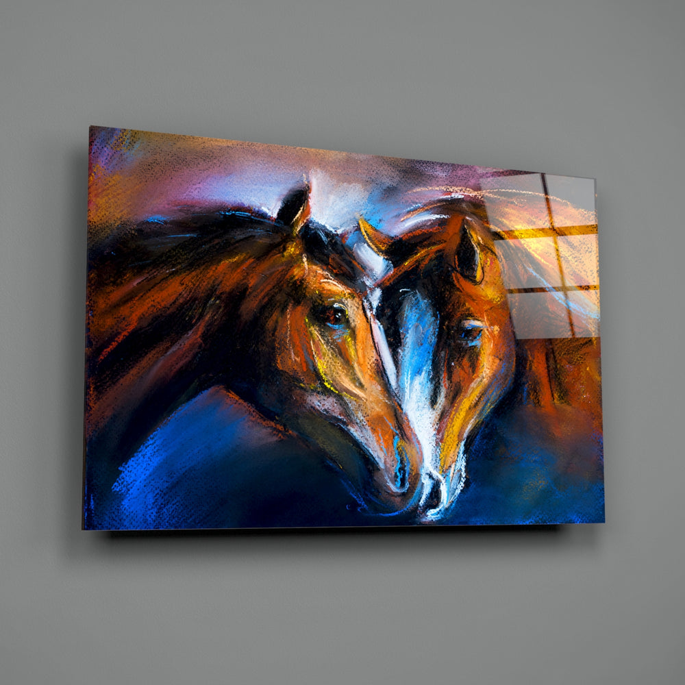Pastel-pair panel bringing equestrian warmth to a contemporary living space