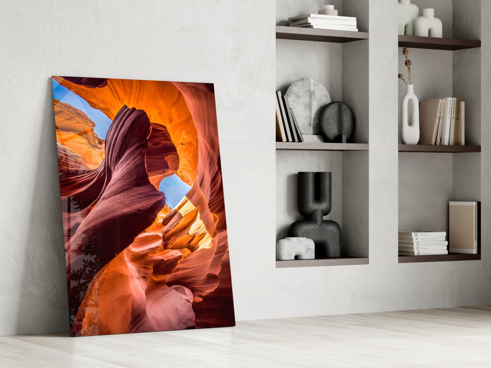 Canyon glass print enhancing a foyer with travel spirit