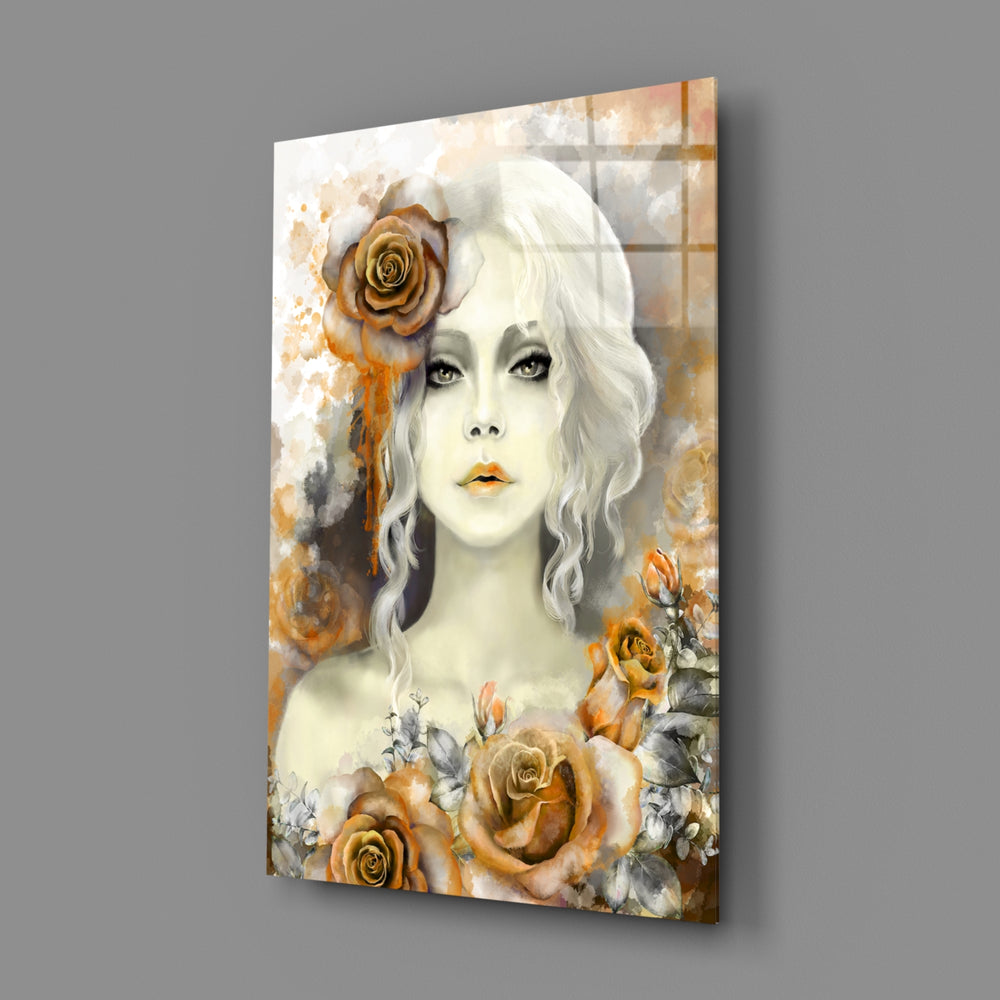 Romantic-portrait panel bringing whimsy softness to a contemporary living space